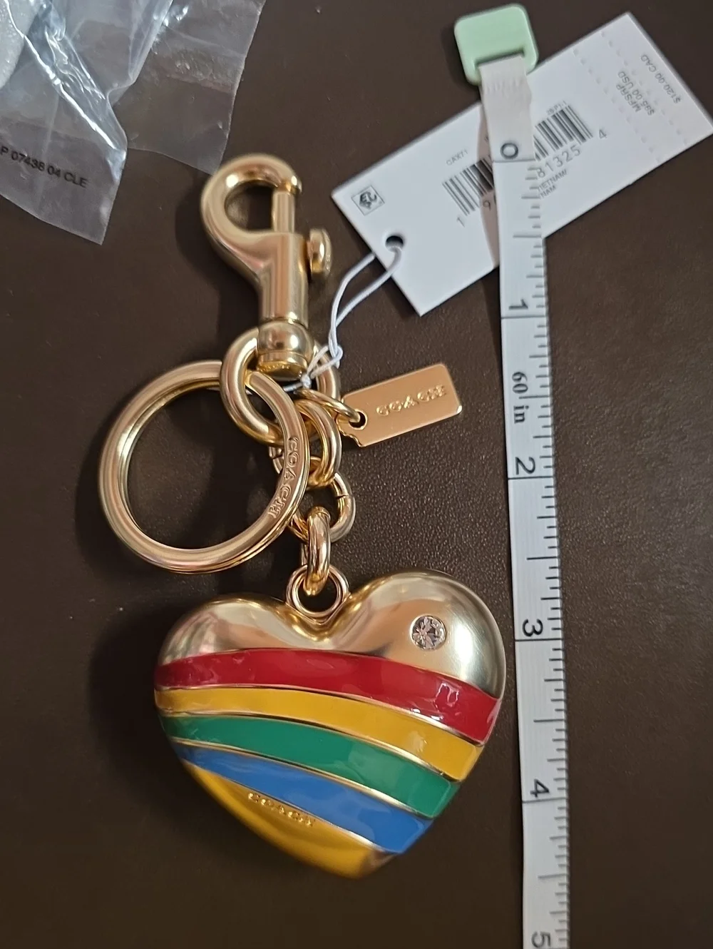 Coach Huge Heart Keychain Charm W/ Dog Clip Nwt